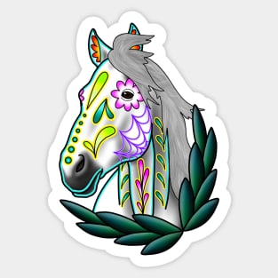 Day of the Dead White Sugar Skull Horse Sticker